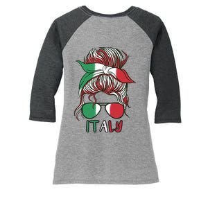 Italy Flag Messy Bun Italian Women's Tri-Blend 3/4-Sleeve Raglan Shirt