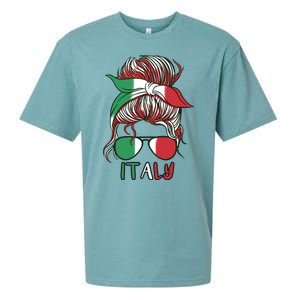 Italy Flag Messy Bun Italian Sueded Cloud Jersey T-Shirt