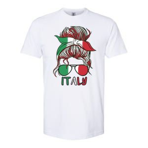 Italy Flag Messy Bun Italian Softstyle CVC T-Shirt