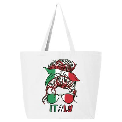 Italy Flag Messy Bun Italian 25L Jumbo Tote