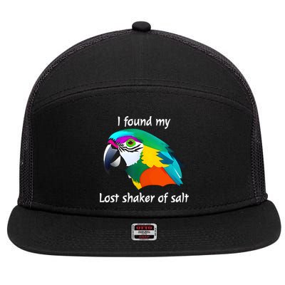 I Found My Lost Shaker Of Salt Fun Parrot Head Design 7 Panel Mesh Trucker Snapback Hat
