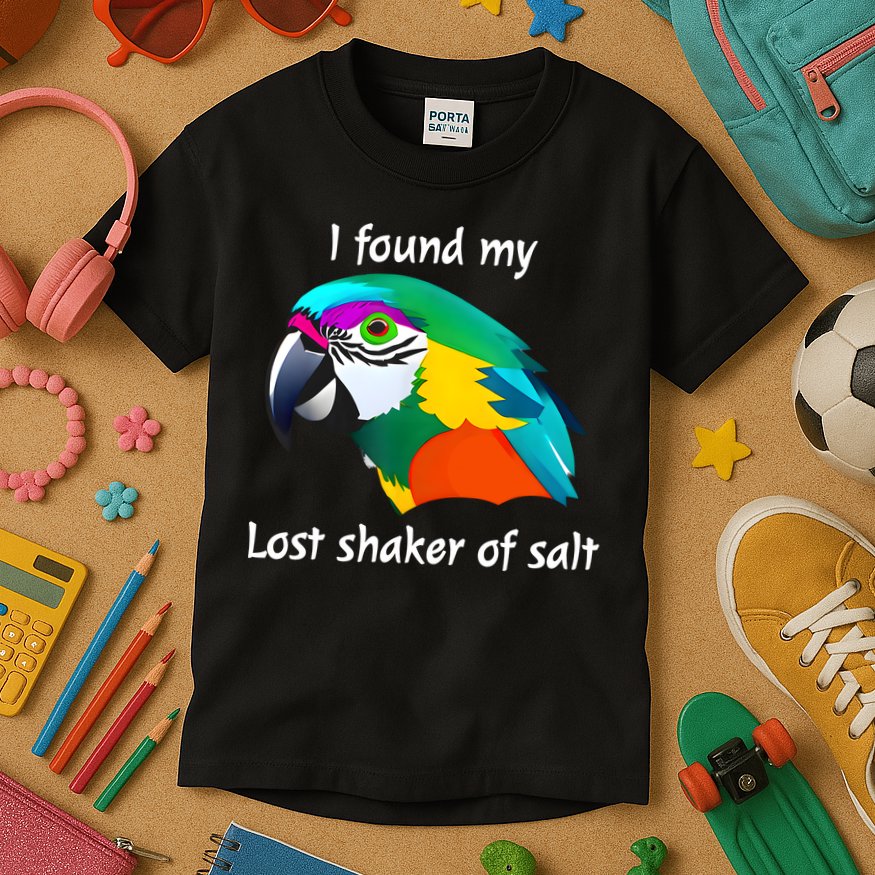 I Found My Lost Shaker Of Salt Fun Parrot Head Design Kids T-Shirt