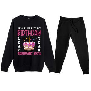 It's Finally My Birthday Leap Year 2024 Birthday Leap Day Premium Crewneck Sweatsuit Set