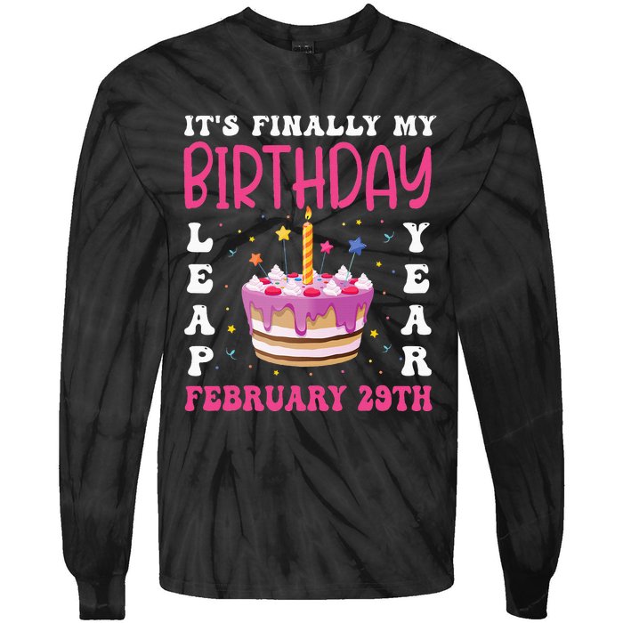 It's Finally My Birthday Leap Year 2024 Birthday Leap Day Tie-Dye Long Sleeve Shirt