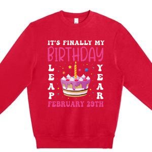 It's Finally My Birthday Leap Year 2024 Birthday Leap Day Premium Crewneck Sweatshirt