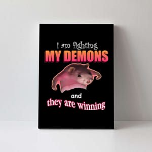 Im Fighting My Demons And They Are Winning Rat Word Art Meme Canvas