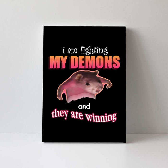 Im Fighting My Demons And They Are Winning Rat Word Art Meme Canvas