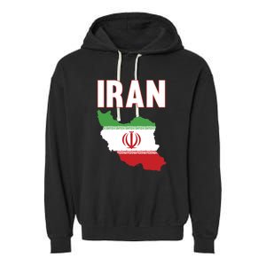 Iran Flag Map Iranian Pride Garment-Dyed Fleece Hoodie