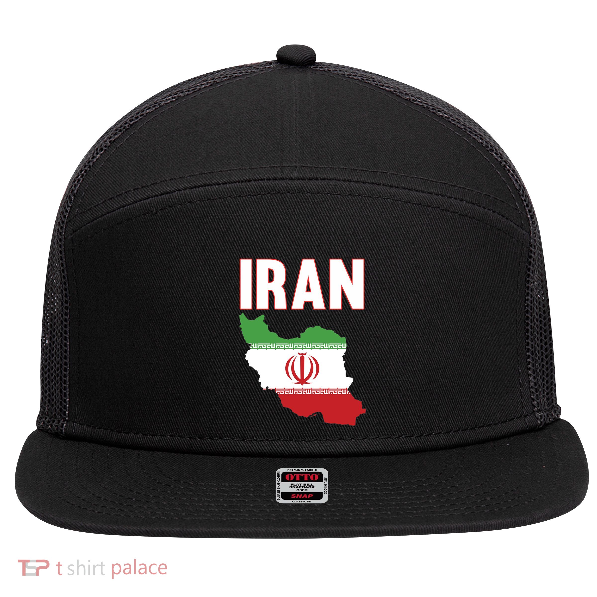 Iran Flag Map Iranian Pride 7 Panel Mesh Trucker Snapback Hat