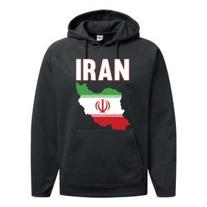 Iran Flag Map Iranian Pride Performance Fleece Hoodie