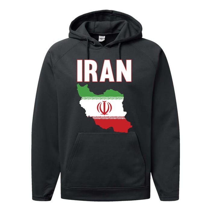 Iran Flag Map Iranian Pride Performance Fleece Hoodie