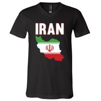 Iran Flag Map Iranian Pride V-Neck T-Shirt