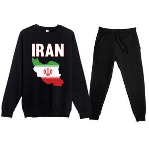 Iran Flag Map Iranian Pride Premium Crewneck Sweatsuit Set