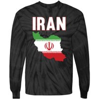 Iran Flag Map Iranian Pride Tie-Dye Long Sleeve Shirt