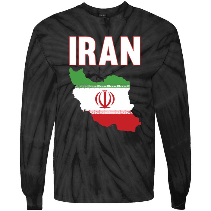 Iran Flag Map Iranian Pride Tie-Dye Long Sleeve Shirt