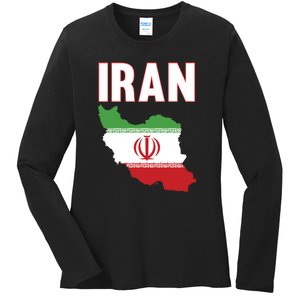 Iran Flag Map Iranian Pride Ladies Long Sleeve Shirt