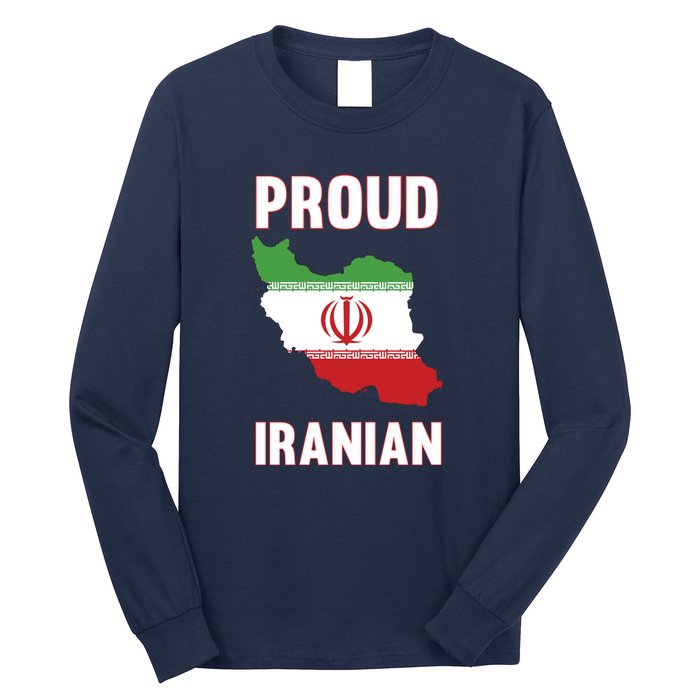 Iran Flag Map Iranian Pride Long Sleeve Shirt