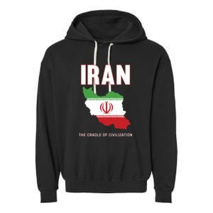 Iran Flag Map Iranian Pride Garment-Dyed Fleece Hoodie