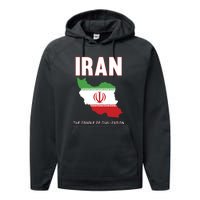 Iran Flag Map Iranian Pride Performance Fleece Hoodie