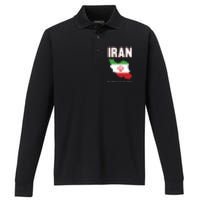 Iran Flag Map Iranian Pride Performance Long Sleeve Polo