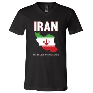 Iran Flag Map Iranian Pride V-Neck T-Shirt