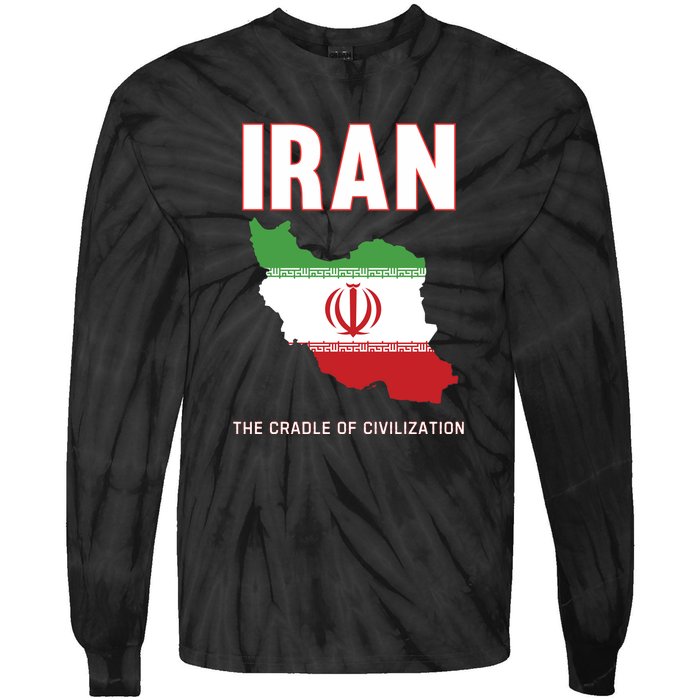 Iran Flag Map Iranian Pride Tie-Dye Long Sleeve Shirt