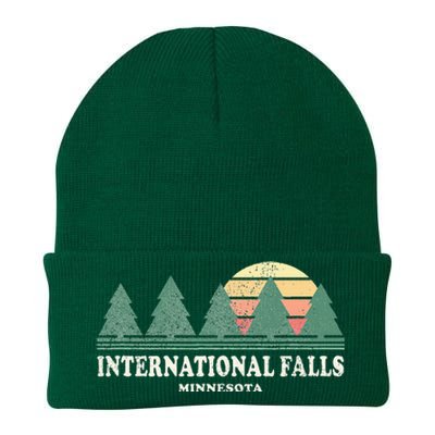 International Falls Mn Vintage Throwback Retro 70s Knit Cap Winter Beanie