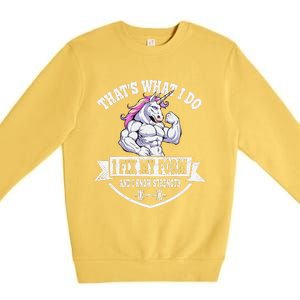 I Fix My Form Funny Unicorn Workout Training Premium Crewneck Sweatshirt