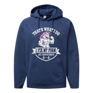 I Fix My Form Funny Unicorn Workout Training Performance Fleece Hoodie