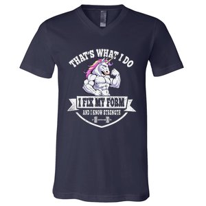 I Fix My Form Funny Unicorn Workout Training V-Neck T-Shirt