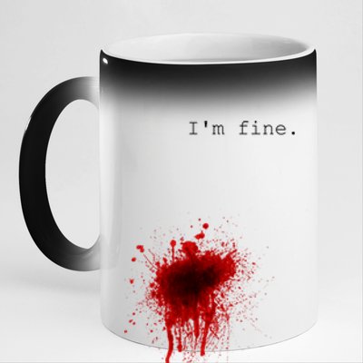 I'm Fine Meaningful Gift Flesh Wound Halloween Costume Gift 11oz Black Color Changing Mug