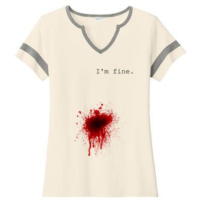 I'm Fine Meaningful Gift Flesh Wound Halloween Costume Gift Ladies Halftime Notch Neck Tee