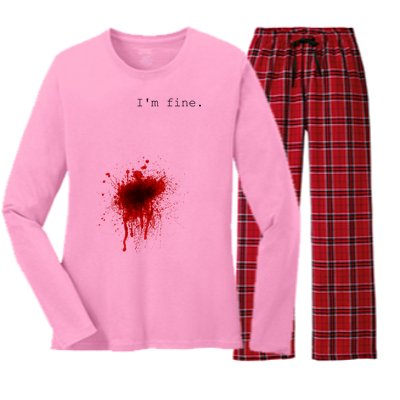 I'm Fine Meaningful Gift Flesh Wound Halloween Costume Gift Women's Long Sleeve Flannel Pajama Set 