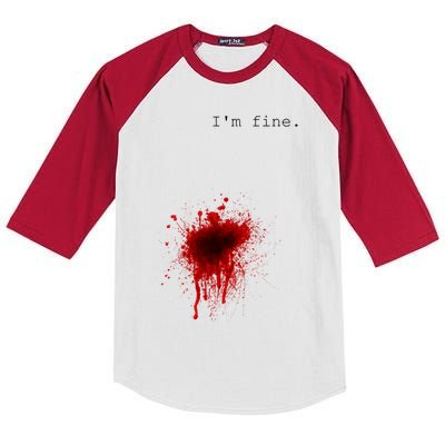 I'm Fine Meaningful Gift Flesh Wound Halloween Costume Gift Kids Colorblock Raglan Jersey