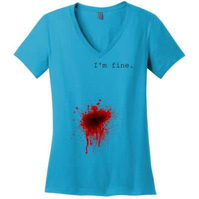 I'm Fine Meaningful Gift Flesh Wound Halloween Costume Gift Women's V-Neck T-Shirt