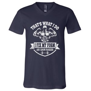 I Fix My Form Funny Weight Lifting Workout Training V-Neck T-Shirt