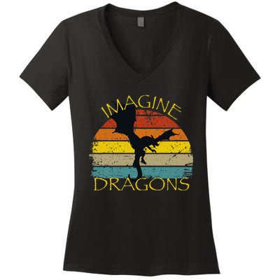 Imagine Fantasy Mythical Dragon Wings Women's V-Neck T-Shirt