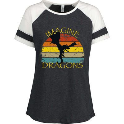 Imagine Fantasy Mythical Dragon Wings Enza Ladies Jersey Colorblock Tee