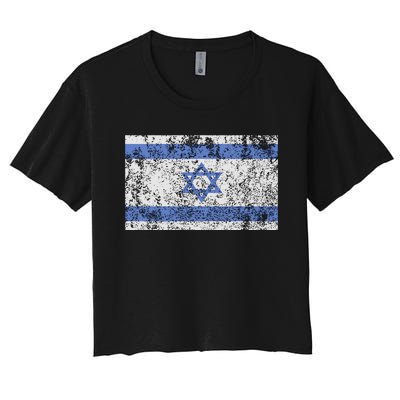 Israel Flag Necklace with Star of David Pendant Jerusalem Souvenir Women's Crop Top Tee