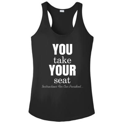 Instructions For Our President You Take Your Seat Biden's Cue Cards Ladies PosiCharge Competitor Racerback Tank