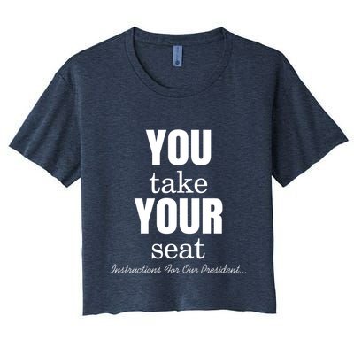 Instructions For Our President You Take Your Seat Biden's Cue Cards Crop Top