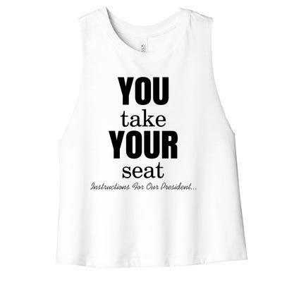 Instructions For Our President You Take Your Seat Biden's Cue Cards Women's Racerback Cropped Tank