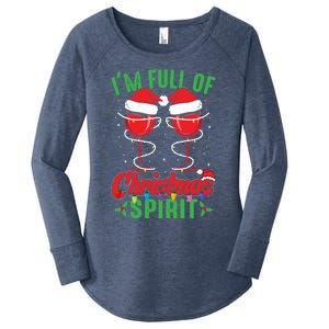 I'm Full Of Christmas Spirit Funny Wine Ing Xmas Party Funny Gift Women's Perfect Tri Tunic Long Sleeve Shirt