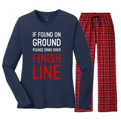 If Found On Ground Please Drag Over Finish Line Runner Women's Long Sleeve Flannel Pajama Set 