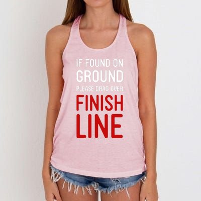 If Found On Ground Please Drag Over Finish Line Runner Women's Knotted Racerback Tank