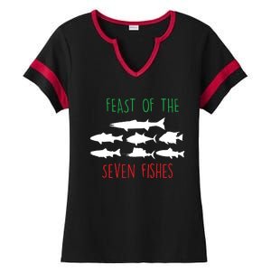 Italy Feast Of The Seven Fishes Italian Christmas Eve Ladies Halftime Notch Neck Tee