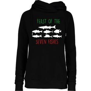 Italy Feast Of The Seven Fishes Italian Christmas Eve Womens Funnel Neck Pullover Hood