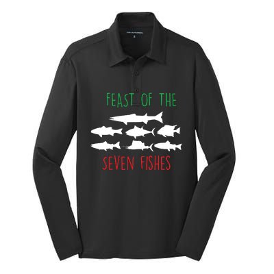 Italy Feast Of The Seven Fishes Italian Christmas Eve Silk Touch Performance Long Sleeve Polo