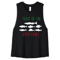 Italy Feast Of The Seven Fishes Italian Christmas Eve Women's Racerback Cropped Tank