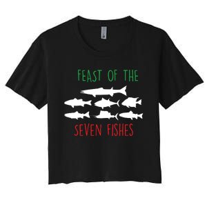 Italy Feast Of The Seven Fishes Italian Christmas Eve Women's Crop Top Tee